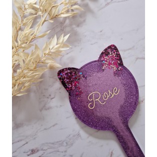 Miroir Petit chat Confettis violet/rose