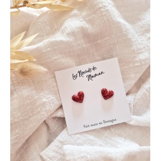 Boucles d'oreilles Love pailleté rouge