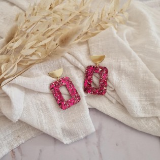 Boucles d'oreilles Suzette Mix Framboise/or