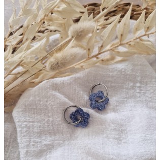 Boucles d'oreilles Flowers bleu gris