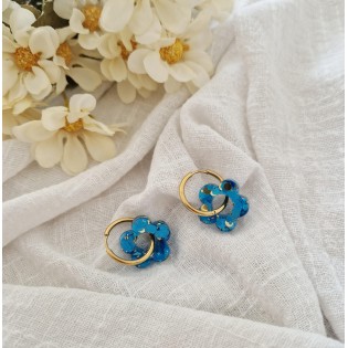 Boucles d'oreilles Flowers bleu/or