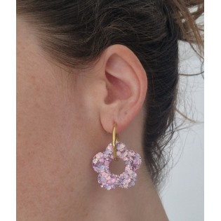 Boucles d'oreilles Maxi flowers parme irisé