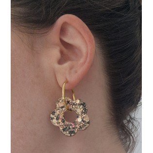 Boucles d'oreilles Maxi flowers Black and Gold