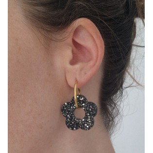 Boucles d'oreilles Maxi flowers noir/or