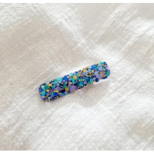 Mini barrette résine barre arlequin bleu