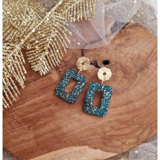 Boucles d'oreilles Suzette vert emeraude/or