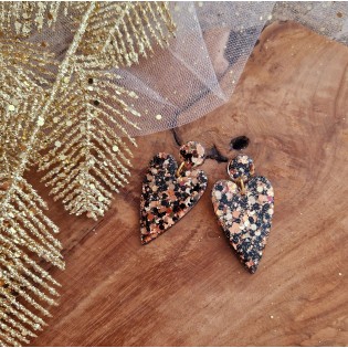 Boucles d'oreilles Big love Black and Gold