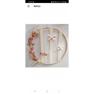 Porte-barrette écru et rose fushia